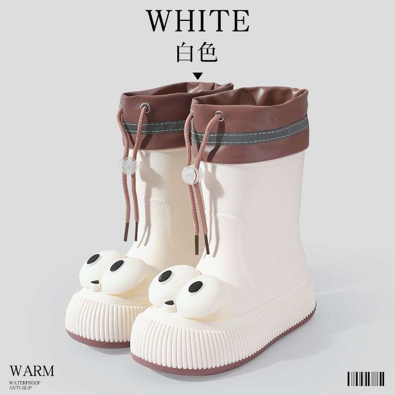 Cute Plus Velvet Rain Boots For Adults, Fashionable Outer Wear, Cute Short-Tube Mid-Tube Non-Slip Rain Boots, Wear-Resistant And Waterproof Kitchen Rubber Shoes - Image 1